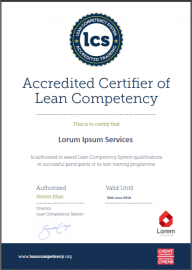 New LCS Certificate Designs - Lean Competency System